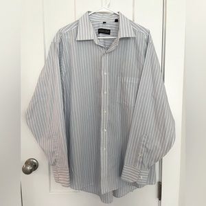 Donald J. Trump Men’s Dress Shirt Light Blue Stripes SZ. 17 1/2 34/35
